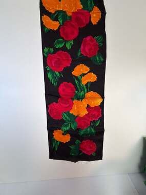 Echo Vintage Floral Silk Scarf Black Red Orange